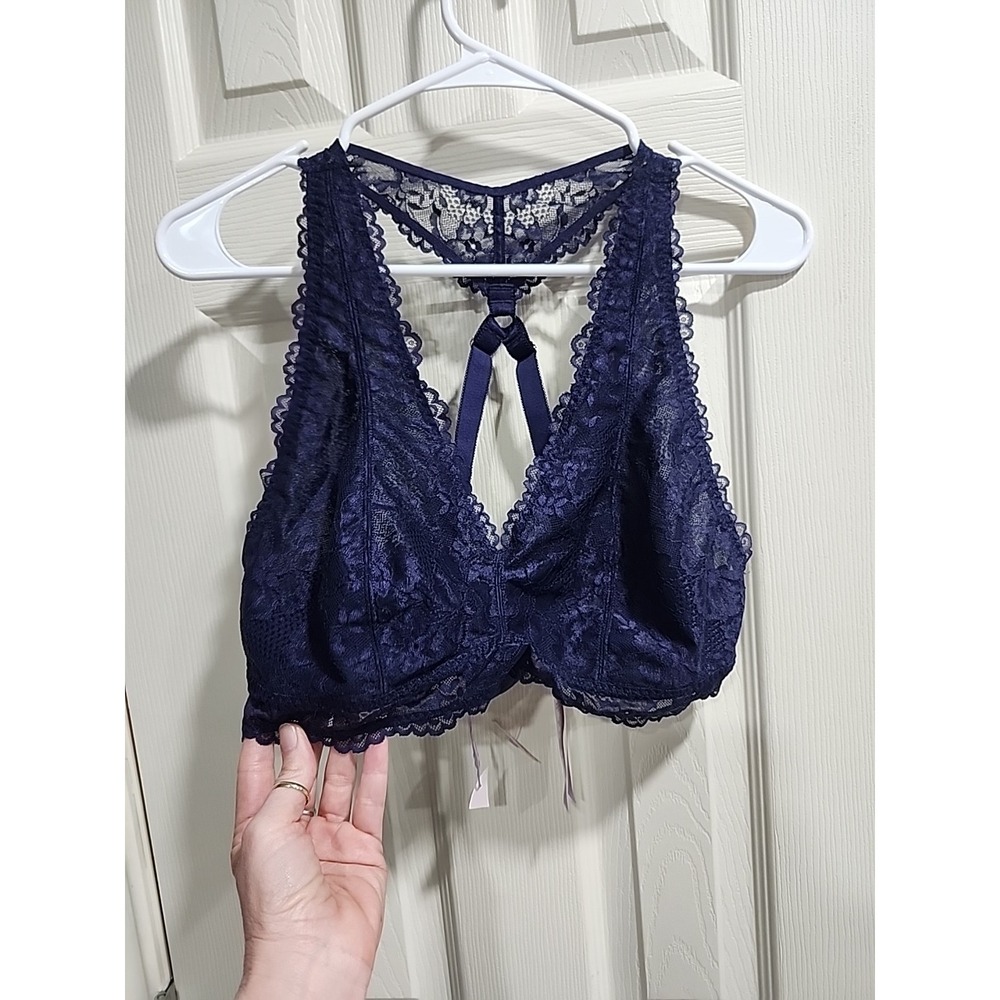 Savage X Fenty 1X Bralette Blue Lace Wireless Pullover RacerBack Rihanna - Picture 2 of 13